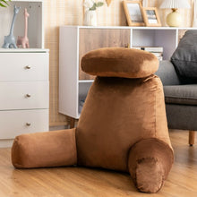 Load image into Gallery viewer, Reading Pillow TV Bed Rest Memory Foam with Arms Rests Neck Roll Back Support-Brown