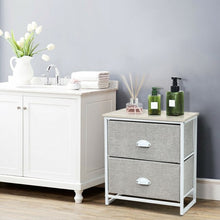 Load image into Gallery viewer, Metal Frame Nightstand Side Table Storage with 2 Drawers-Gray
