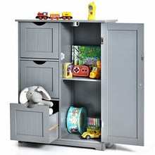 Load image into Gallery viewer, Bathroom Floor Cabinet Side Storage Cabinet with 3 Drawers and 1 Cupboard-Gray