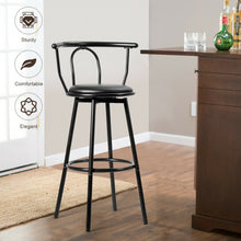 Load image into Gallery viewer, Set of 2 Swivel Seat Metal Frame Bar Stools with Footrest