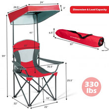 Load image into Gallery viewer, Portable Folding Camping Canopy Chair with Cup Holder Cooler -Red