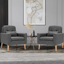 Load image into Gallery viewer, Accent Chair Cushioned Linen Armchair with Waist Pillow Sofa Chair-Gray