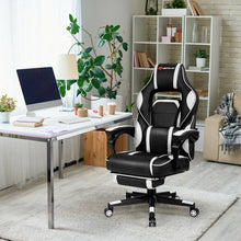 Load image into Gallery viewer, Massage Gaming Chair with Footrest and Lumbar Support-White