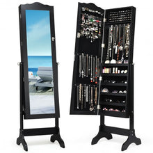 Load image into Gallery viewer, Mirrored Lockable Jewelry Cabinet Armoire Organizer Storage Box-Black