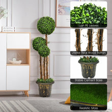 Load image into Gallery viewer, 4' Artificial UV Resistant Topiary Triple Ball Tree Plant