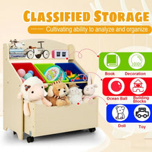 Load image into Gallery viewer, Kids Wooden Toy Storage Unit Organizer w/ Rolling Toy Box & Plastic Bins-Natural