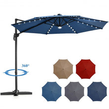 Load image into Gallery viewer, 10 Ft Patio Offset Cantilever Umbrella with Solar Lights-Blue