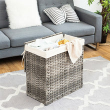 Load image into Gallery viewer, Hand-woven Foldable Rattan Laundry Basket-Gray