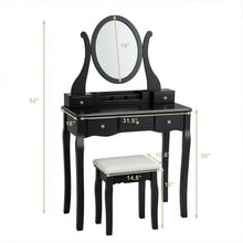 Load image into Gallery viewer, Vanity Set with Removable Makeup Organizer-Black
