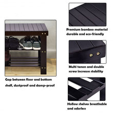 Load image into Gallery viewer, 3 Tier Bamboo Bench Storage Shoe Shelf-Black