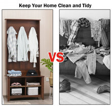 Load image into Gallery viewer, Coat Hat Rack with Shelf and 3 Hooks Organizer-Brown