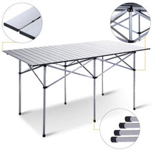 Load image into Gallery viewer, Aluminum Roll Up Folding Camping Rectangle Picnic Table