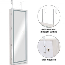 Load image into Gallery viewer, Door Wall Mount Touch Screen Mirrored Jewelry Cabinet-White
