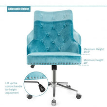 Load image into Gallery viewer, Tufted Upholstered Swivel Computer Desk Chair with Nailed Tri-Turquoise