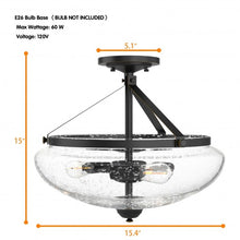 Load image into Gallery viewer, 3-Light Semi Flush Industrial Seeded Glass Mount Ceiling Lamp