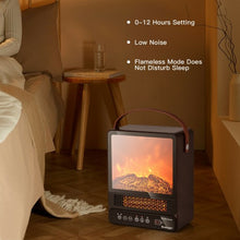 Load image into Gallery viewer, 1500W Electric Fireplace Tabletop Portable Space Heater w/3D Flame Effect-Walnut