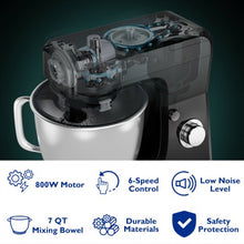 Load image into Gallery viewer, 3-in-1 Multi-functional 6-speed Tilt-head Food Stand Mixer-Black
