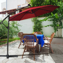 Load image into Gallery viewer, 10FT 360° Rotation Solar Powered LED Patio Offset Umbrella-Burgundy