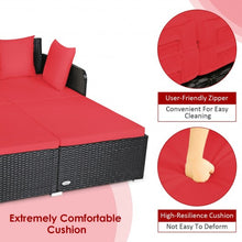 Load image into Gallery viewer, Outdoor Patio Rattan Daybed Thick Pillows Cushioned Sofa Furniture-Red