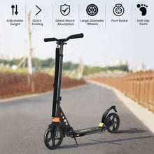 Load image into Gallery viewer, Folding Aluminium Adjustable Kick Scooter with Shoulder Strap-Black