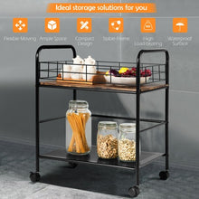 Load image into Gallery viewer, 2-Tier Storage Rolling Cart Trolley with Lockable Wheels Organizer
