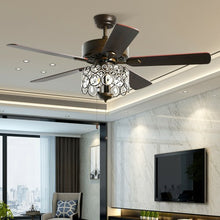 Load image into Gallery viewer, 52" Ceiling Fan with Light Retro Crystal Chandelier Ceiling Fan 5 Reversible Fan