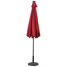 Load image into Gallery viewer, 10FT Patio Solar Umbrella LED Patio Market Steel Tilt W/ Crank Outdoor New-Burgundy