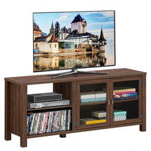 Load image into Gallery viewer, Wooden TV Stand with 2 Metal Mesh Doors -Walnut