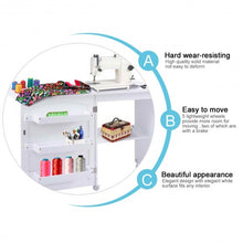 Load image into Gallery viewer, White Folding Swing Craft Table Storage Shelves Cabinet