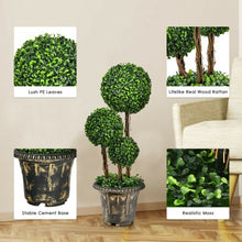 Load image into Gallery viewer, 30" Artificial Topiary Triple Ball Tree Indoor and Outdoor UV Protection