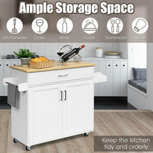 Load image into Gallery viewer, Rolling Kitchen Island Cart with Towel and Spice Rack-White