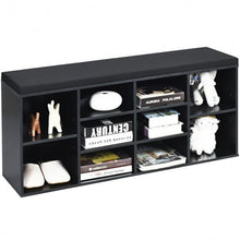 Load image into Gallery viewer, 10-Cube Organizer Entryway Padded Shoe Storage Bench-Black