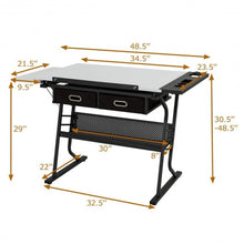 Load image into Gallery viewer, Adjustable Drafting Table Drawing Desk w/ Drop Leaf & Drawers