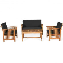 Load image into Gallery viewer, 4PCS Patio Solid Wood Furniture Set-Black