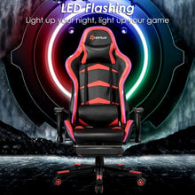 Load image into Gallery viewer, Massage LED Gaming Chair with Lumbar Support & Footrest-Red