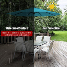 Load image into Gallery viewer, 9 Ft and 32 LED Lighted Solar Patio Market Umbrella Shelter with Tilt and Crank-Turquoise