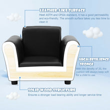 Load image into Gallery viewer, Black Kids Single Armrest Couch Sofa with Ottoman