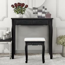 Load image into Gallery viewer, Vanity Table Set with Oval Mirror and 4 Drawers-Black