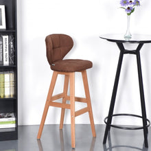 Load image into Gallery viewer, Set of 2 Brown Bar Stools Pub Chair Fabric