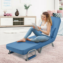 Load image into Gallery viewer, Folding 5 Position Convertible Sleeper Bed Armchair Lounge Couch w/Pillow-Blue