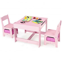 Load image into Gallery viewer, Kids Table Chairs Set With Storage Boxes Blackboard Whiteboard Drawing-Pink