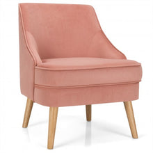 Load image into Gallery viewer, Velvet Upholstered Accent Chair with Rubber Wood Legs-Pink