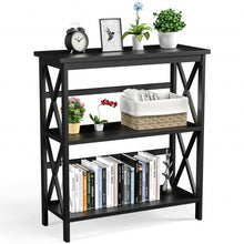Load image into Gallery viewer, 3-Tier Bookshelf Wooden Open Storage Bookcase for Home Office-Black