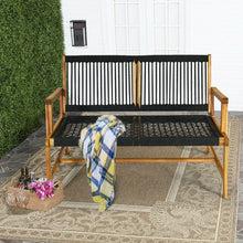 Load image into Gallery viewer, 2-Person Patio Acacia Wood Yard Bench-Black