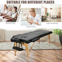 Load image into Gallery viewer, 3 Fold 84" L Portable Adjustable Massage Table with Carry Case-Black