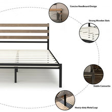 Load image into Gallery viewer, Queen Size Metal Bed Frame Foundation with Headboard