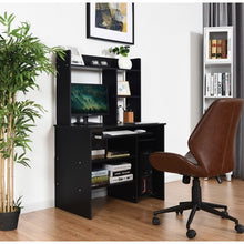Load image into Gallery viewer, Hutch Storage Shelves Keyboard Tray Organizer Computer Desk