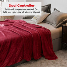 Load image into Gallery viewer, 84" x 90" Flannel Heated Electric Blanket with Dual Controllers -Red