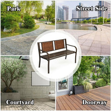 Load image into Gallery viewer, Outdoor Porch Furniture Patio Garden Bench Steel Frame Rattan