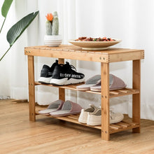 Load image into Gallery viewer, 2-Tier Bamboo Shoe Bench Entryway Storage Racks